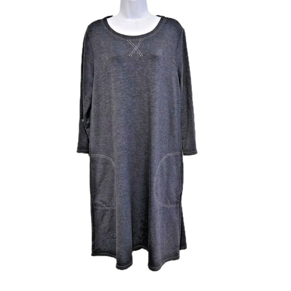 Robert Louis Women's 3/4 Button Sleeves Shirt Dress w/ Pockets‎ Soft Stretch L